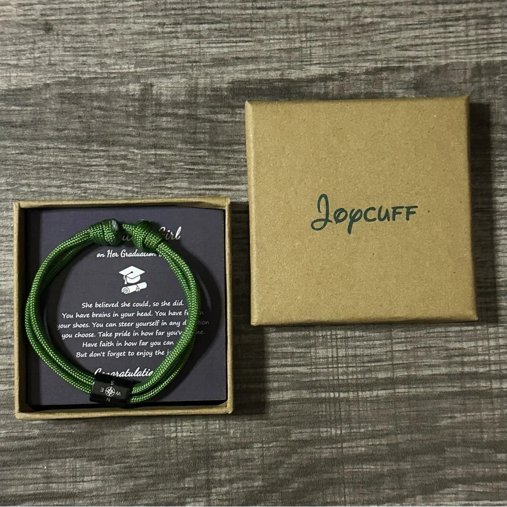 Graduation Rope/Cord Bracelet with Compass Design Gift Boxed - Picture 1 of 2